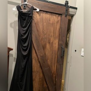 Black dress, black wig, red rose ( Adam’s Family/ Morticia)